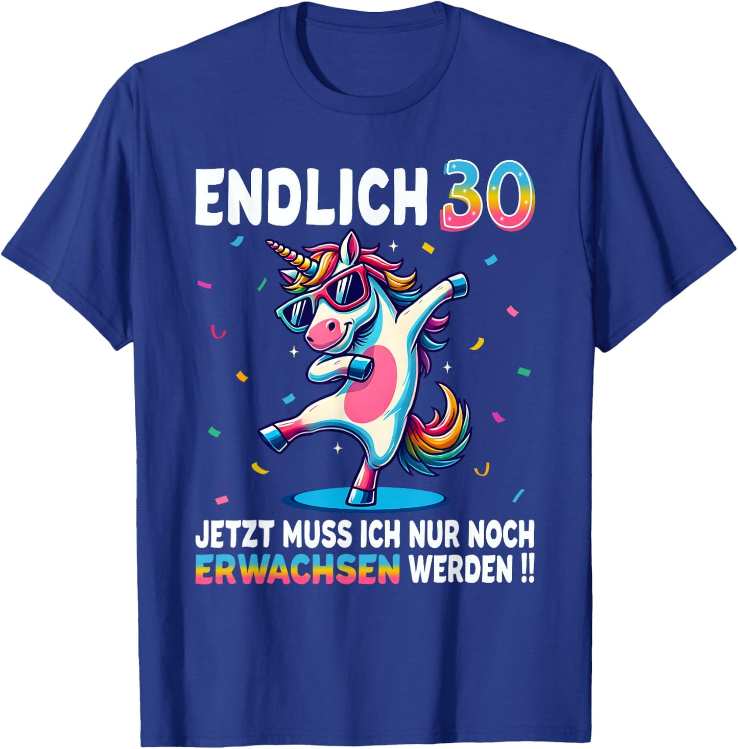 30th Birthday Gifts Woman Man Party Outfit Unicorn , black T-Shirt - T-Shirt | Royal