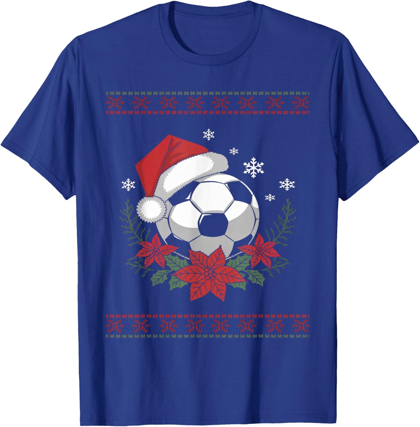 Christmas Santa Football Xmas Ugly Soccer Boys Kid Youth T-Shirt - T-Shirt | Royal