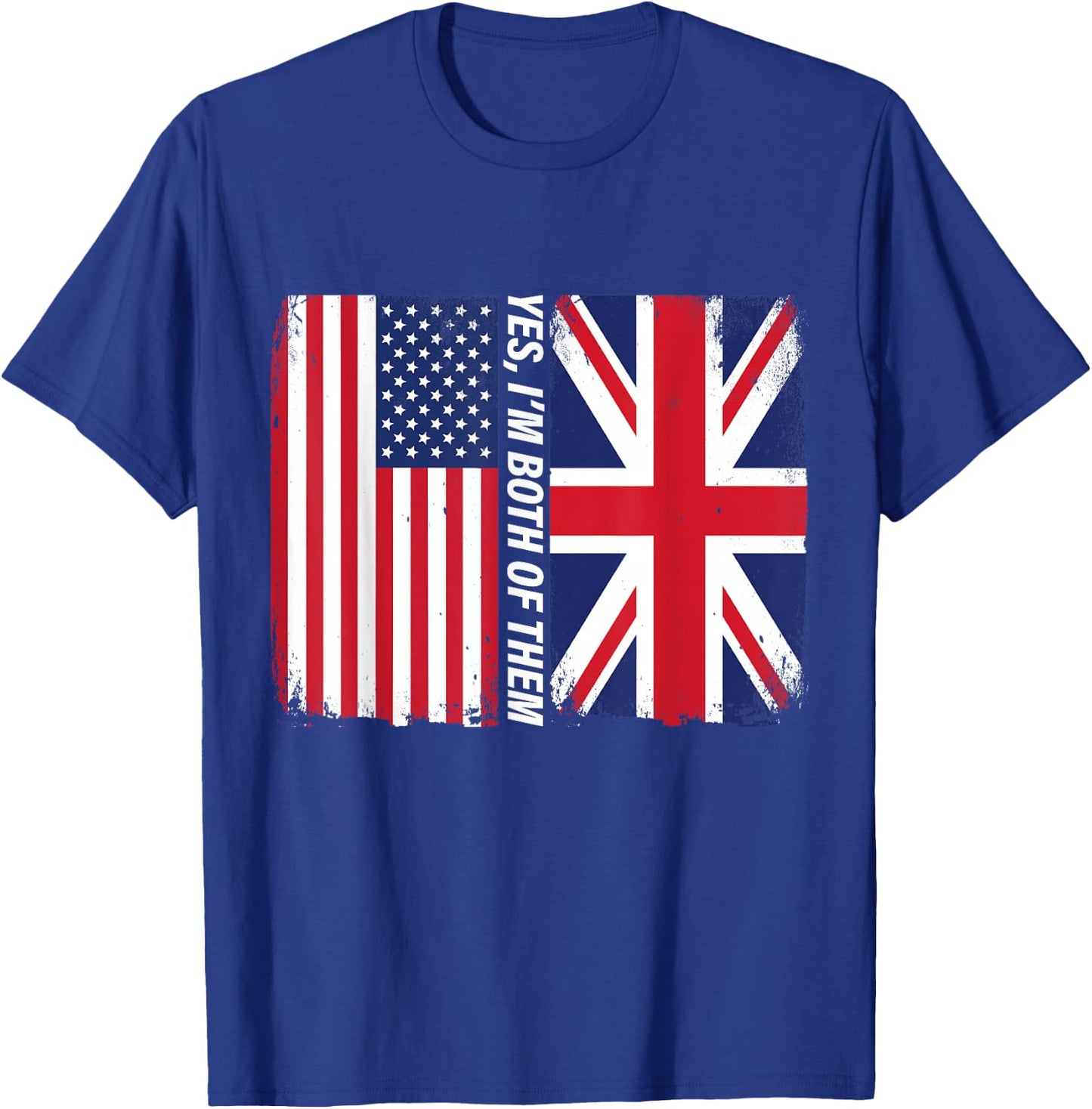 Half American Half British USA UK Flag Heritage Design T-Shirt - T-Shirt | Royal