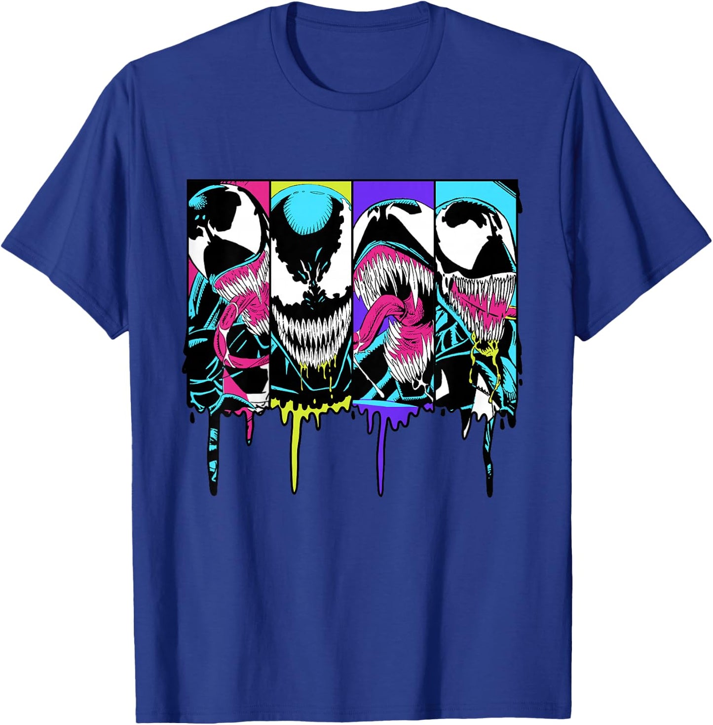 Marvel Venom Colorful Dripping Comic Panel T-Shirt - T-Shirt | Royal