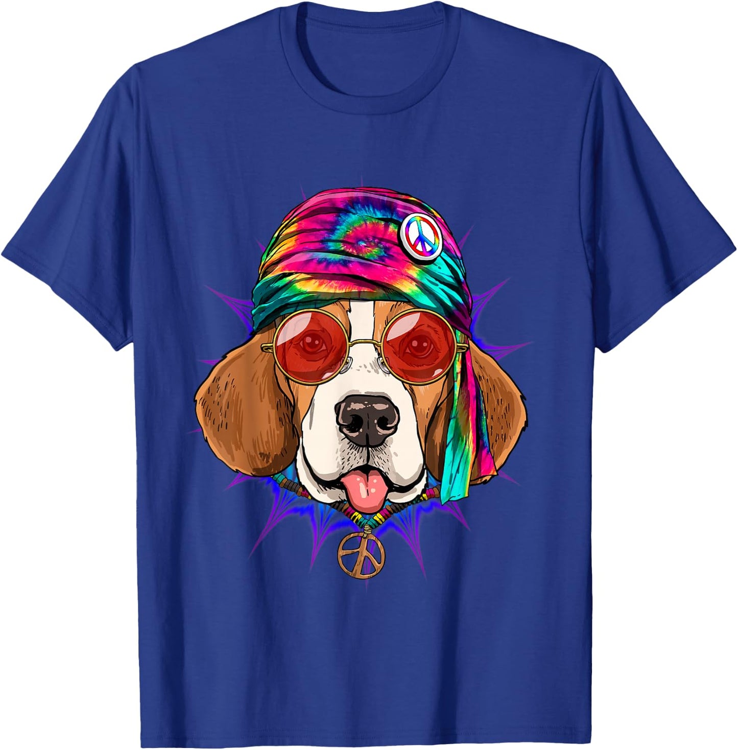 Tie Dye Hippie Beagle Hippiness Peace Love Dog T-Shirt - T-Shirt | Royal
