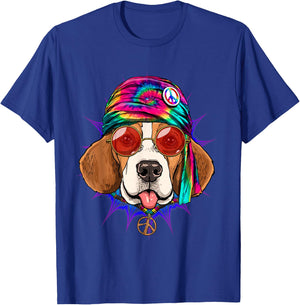 Tie Dye Hippie Beagle Hippiness Peace Love Dog T-Shirt - T-Shirt | Royal