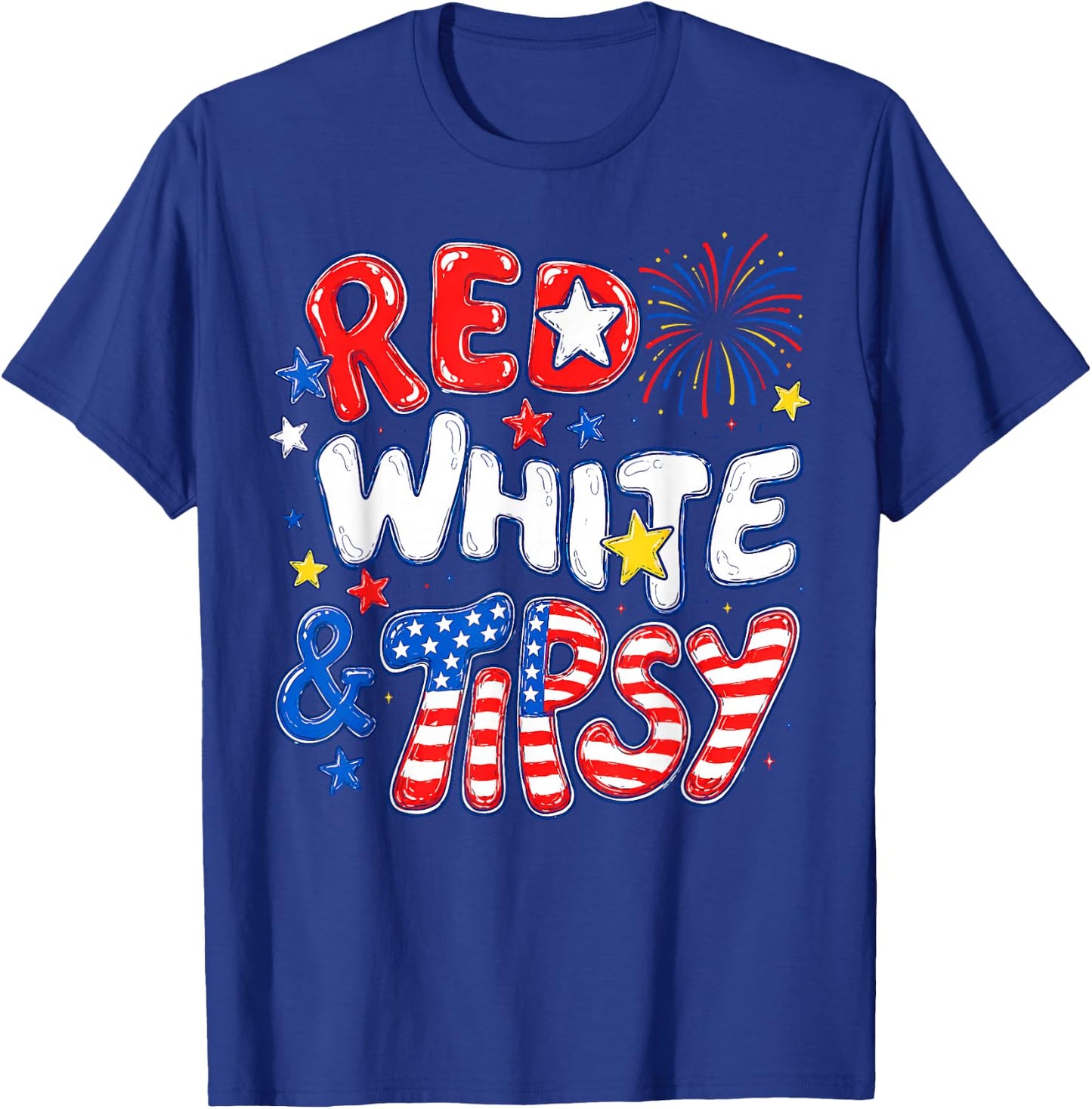 Red White and Tipsy Funny 4th of July Patriotic Couple T-Shirt - T-Shirt | Royal