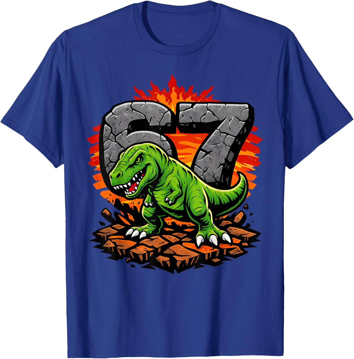 Six Seven 67 T-Rex Dinosaur T-Shirt - T-Shirt | Royal