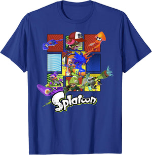 Nintendo Splatoon Inklings in Action Boxes Graphic T-Shirt - T-Shirt | Royal