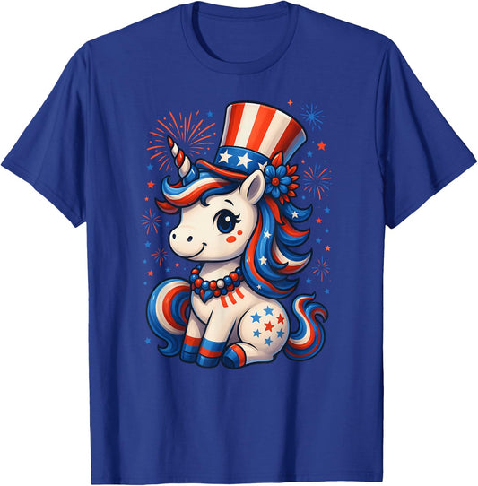 4th Of July Unicorn Patriotic Americorn Girls Toddler Kids T-Shirt - T-Shirt | Royal