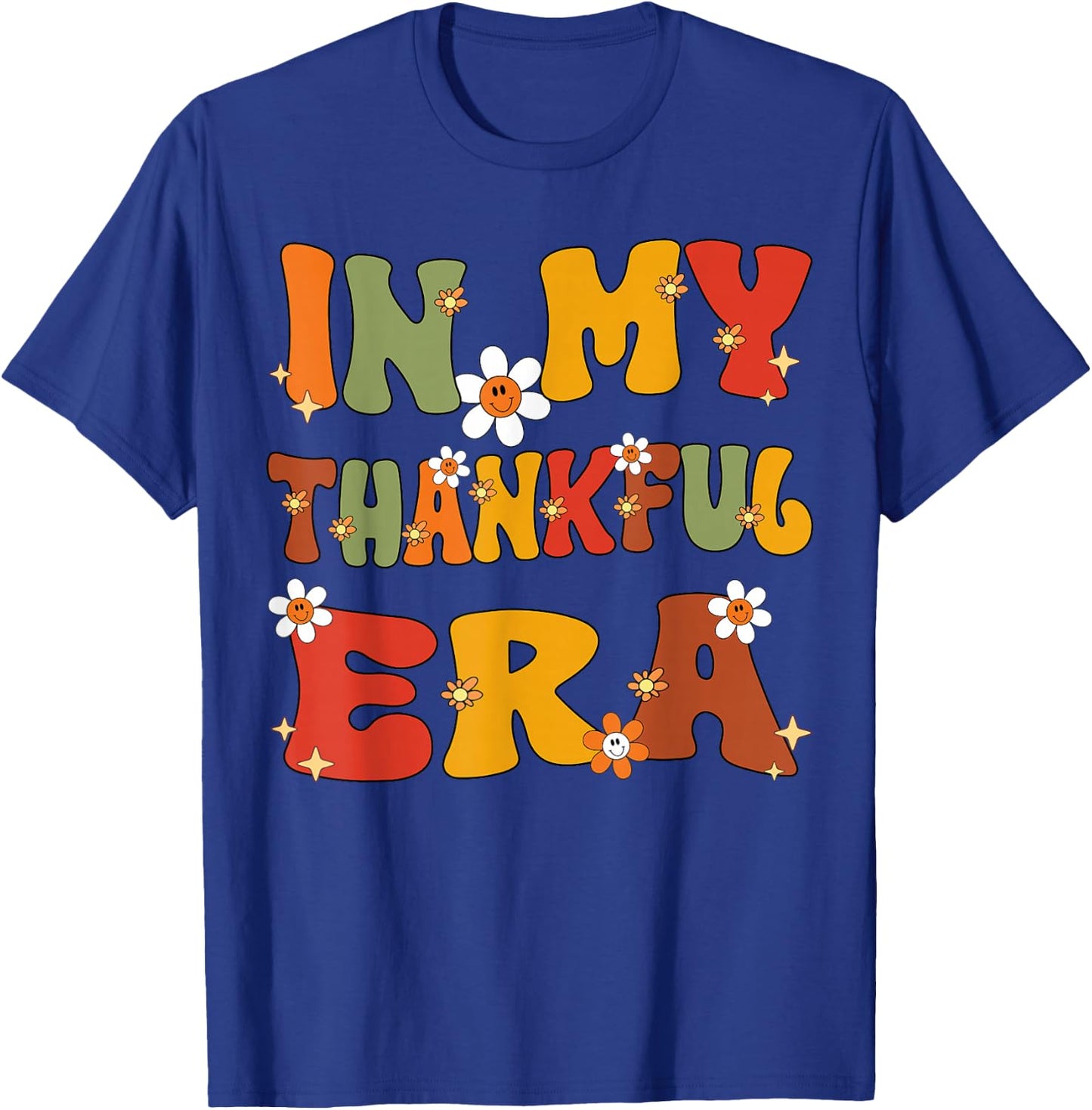 In My Thankful Era Retro Groovy Thankful Thanksgiving Family T-Shirt - T-Shirt | Royal