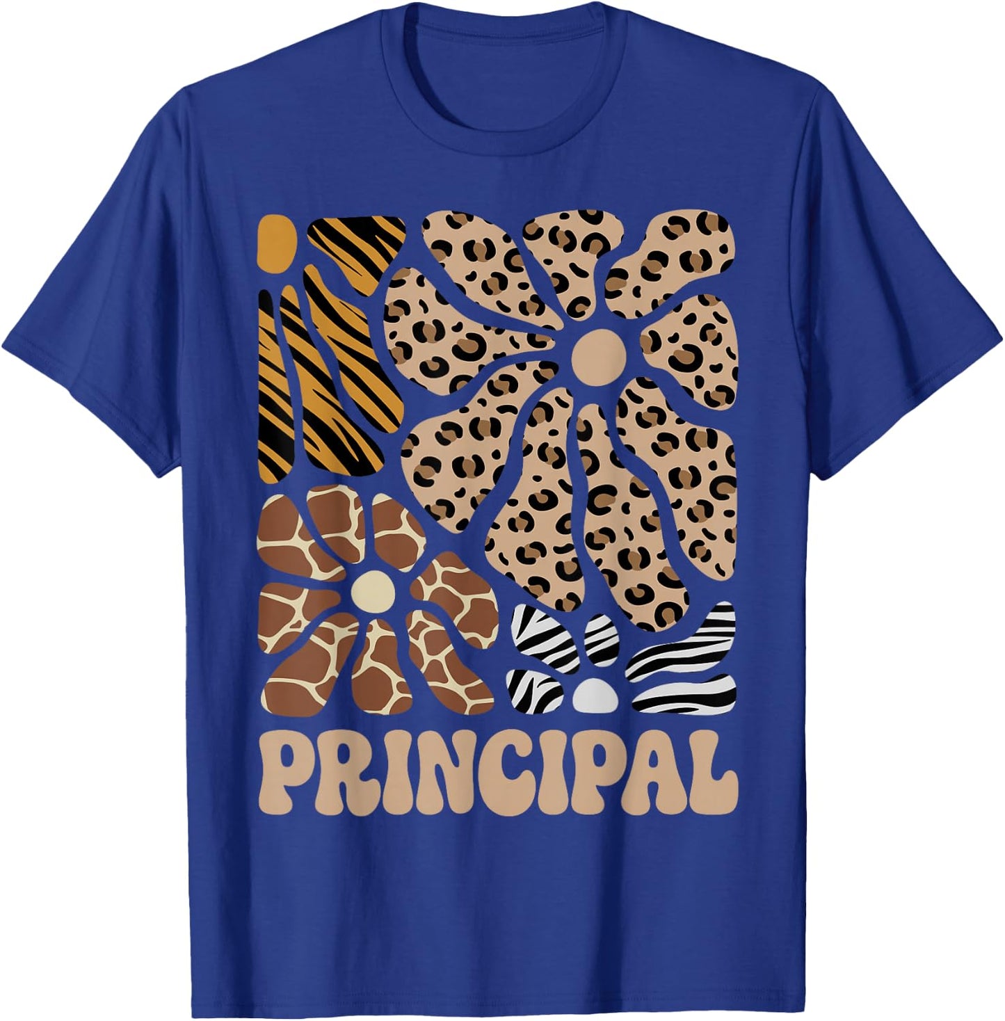 Principal Safari Animals Floral Boho Leopard T-Shirt - T-Shirt | Royal