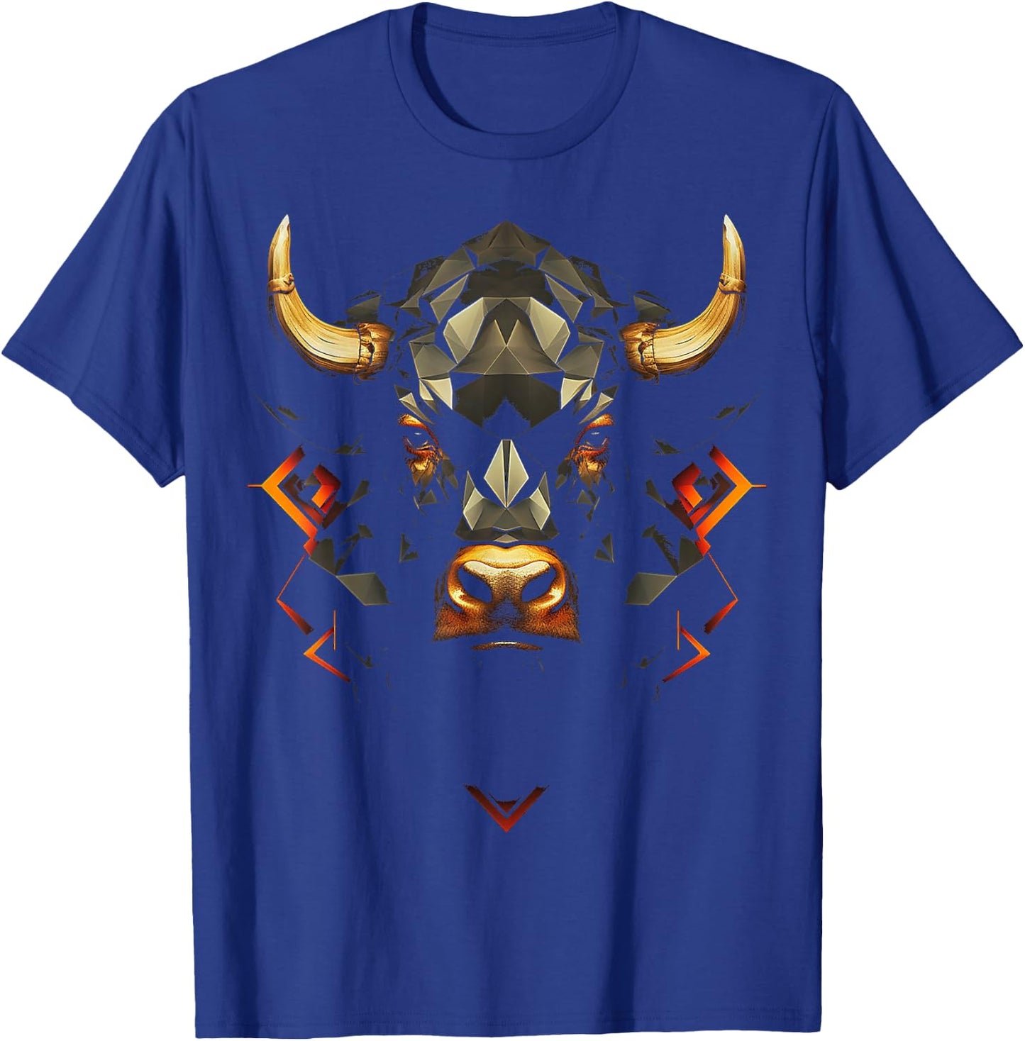 Bull Polygon Animal Graphic Art Bull , black T-Shirt - T-Shirt | Royal