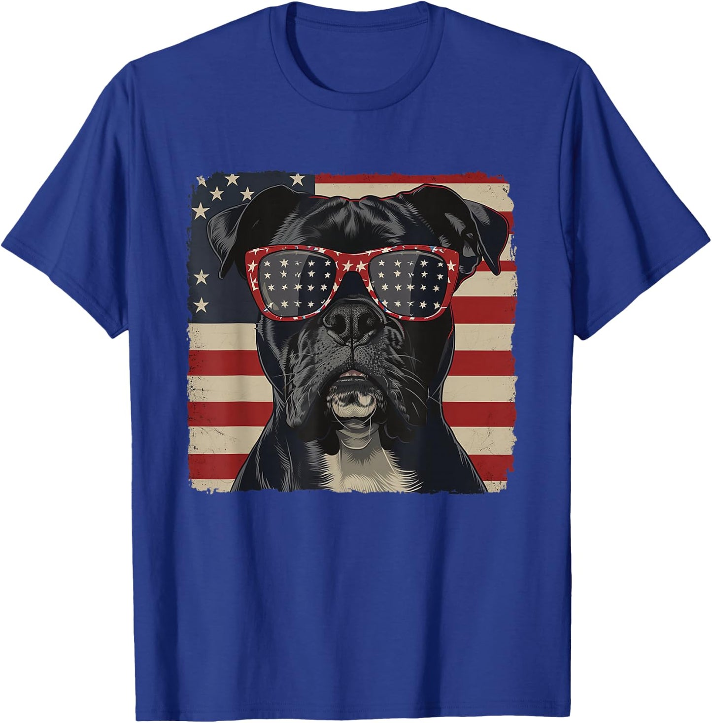 American Patriot Independence Day Shirt Boxer Dog Men Women T-Shirt - T-Shirt | Royal