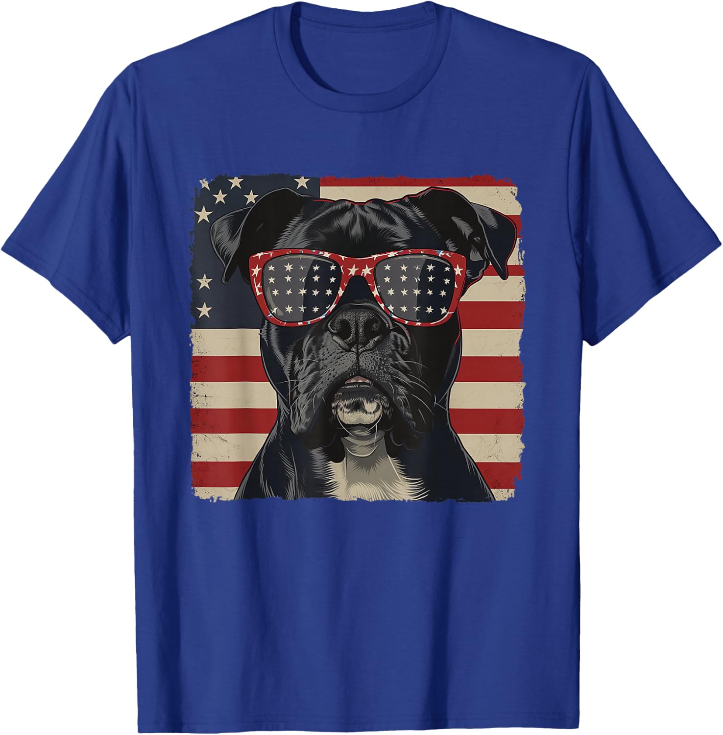 American Patriot Independence Day Shirt Boxer Dog Men Women T-Shirt - T-Shirt | Royal