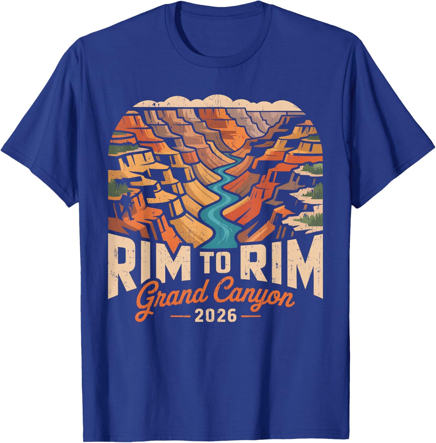 Retro South Rim to North Rim Grand Canyon 2026 Hiking T-Shirt - T-Shirt | Royal
