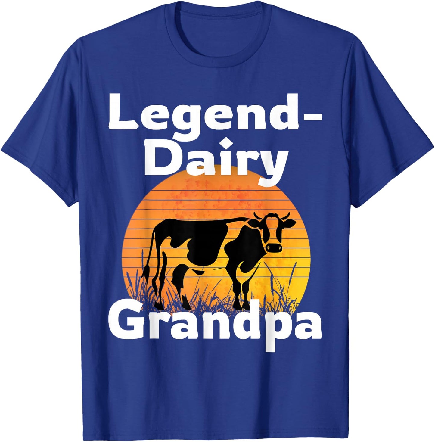 Funny Legend Dairy Grandpa Retro Cow Farmer Dairy Farming T-Shirt - T-Shirt | Royal