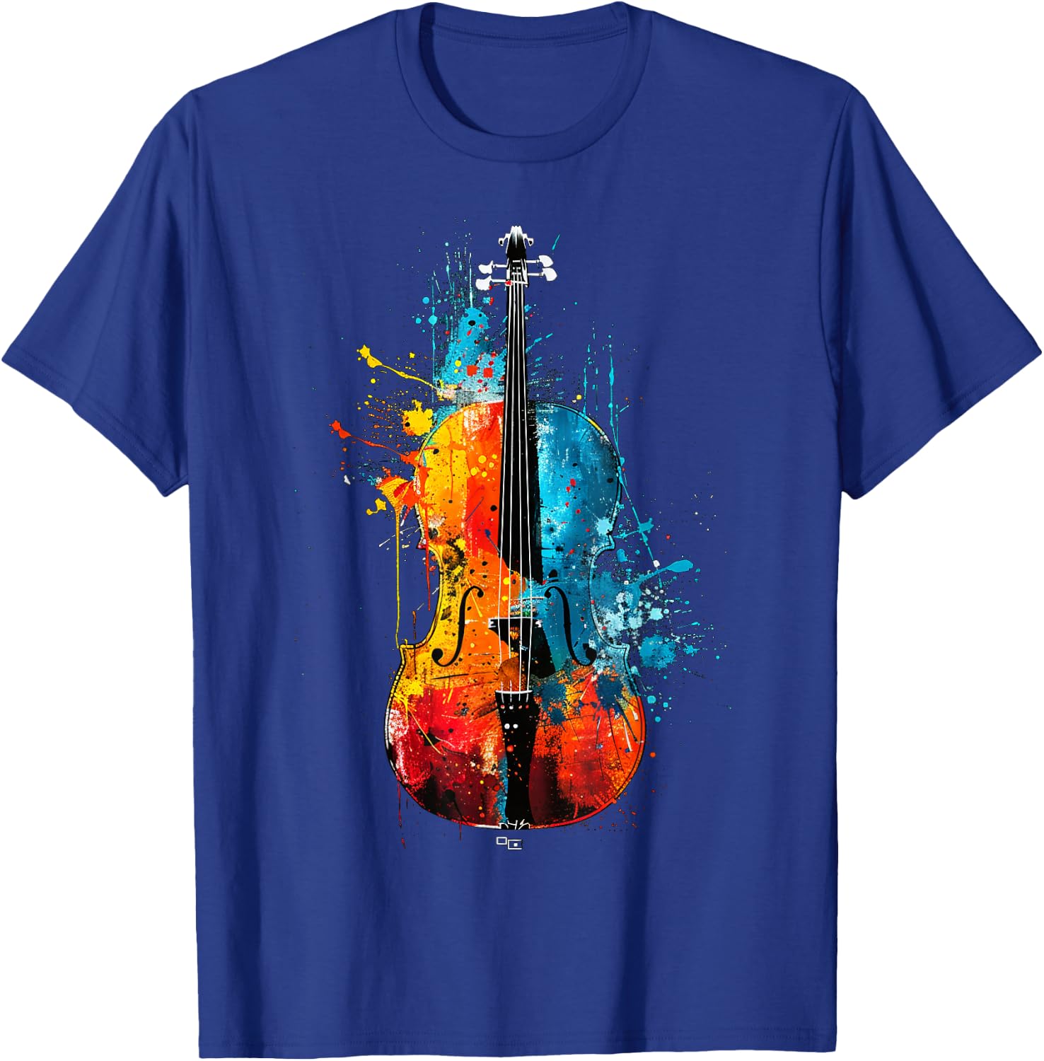 Colorful Artistic Cello Pop Art Painted , Black, S T-Shirt - T-Shirt | Royal