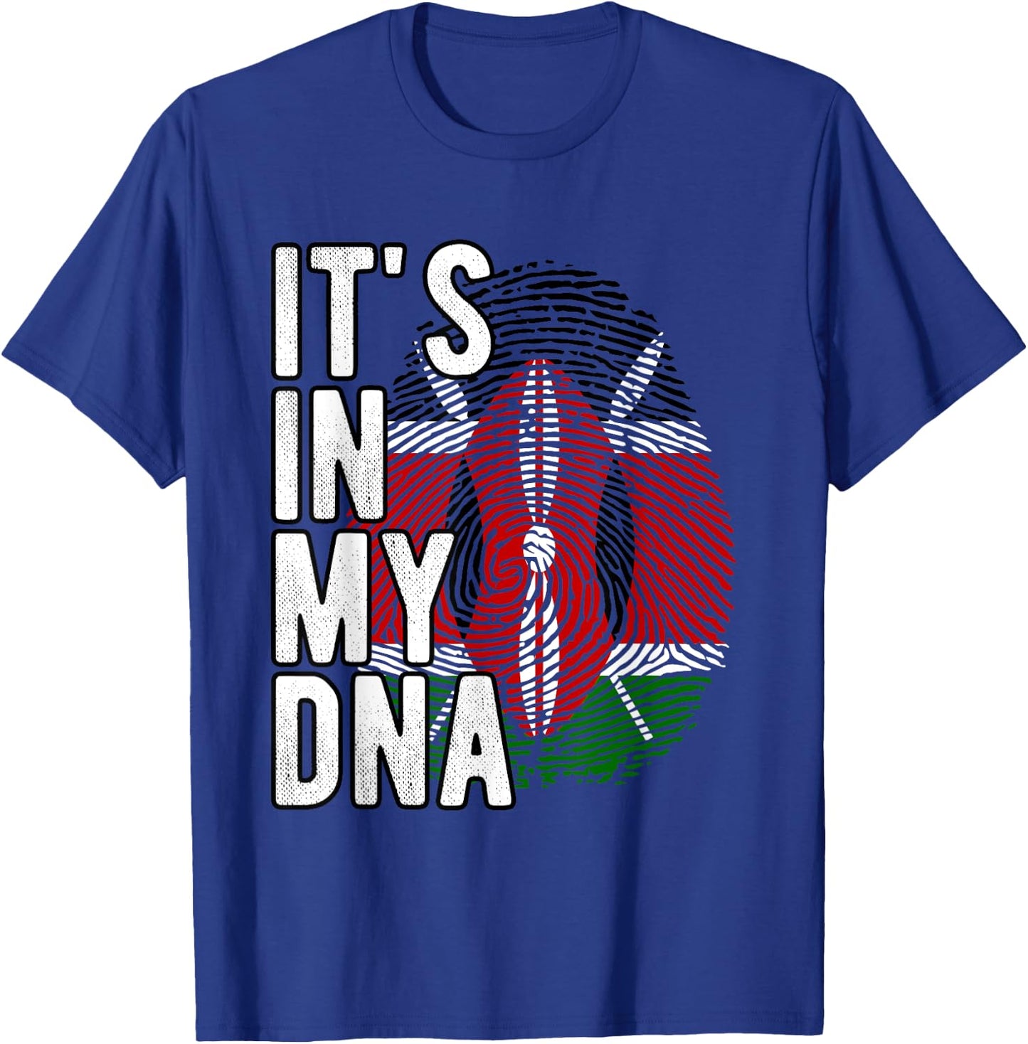 Funny It's In My DNA Fingerprint Flag Of Kenya T-Shirt - T-Shirt | Royal