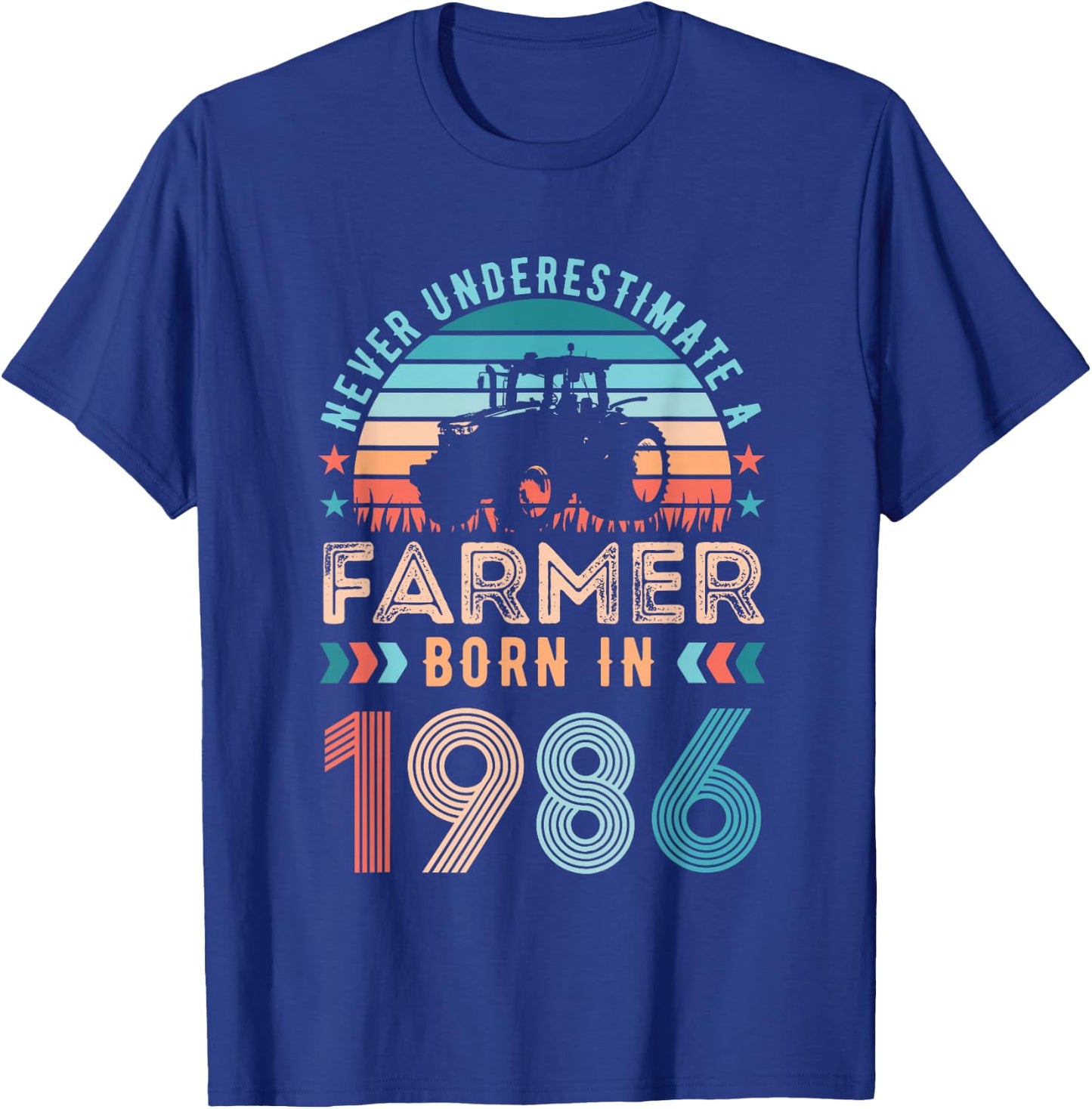 Farmer born in 1986 40th Birthday Farming Gifts T-Shirt - T-Shirt | Royal