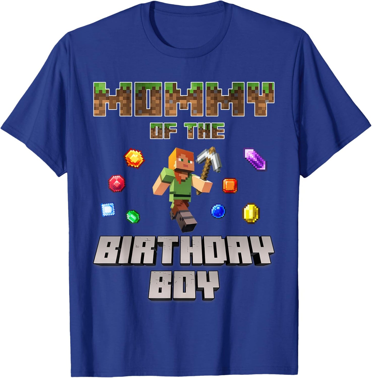 Mommy Of The Birthday Boy Video Gamer Pixel Number T-Shirt - T-Shirt | Royal