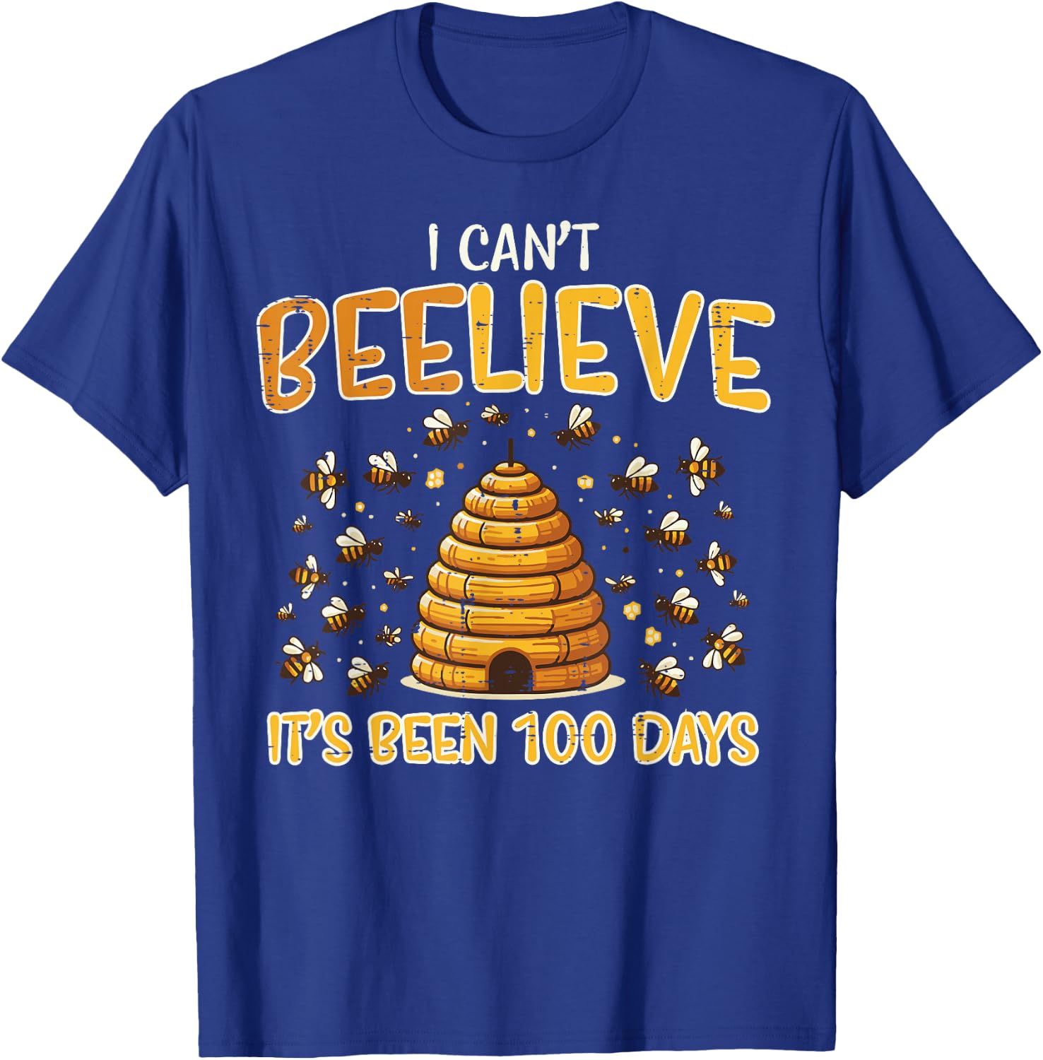 100th Day School Bee Cant Beelieve 100 Days Men Women Kids T-Shirt - T-Shirt | Royal