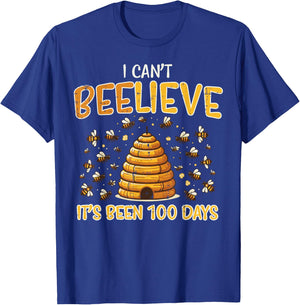 100th Day School Bee Cant Beelieve 100 Days Men Women Kids T-Shirt - T-Shirt | Royal