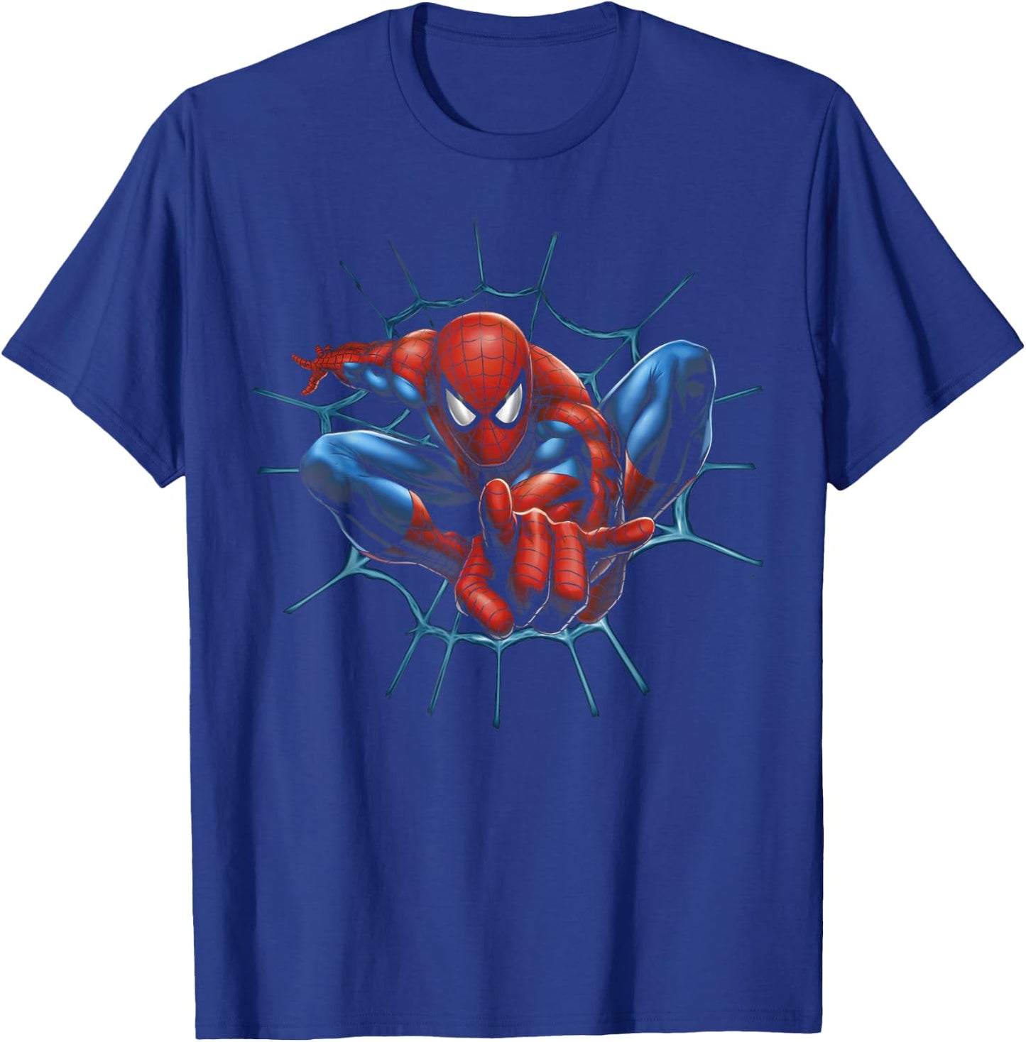 Marvel Spider-Man Web Sling Portrait T-Shirt - T-Shirt | Royal