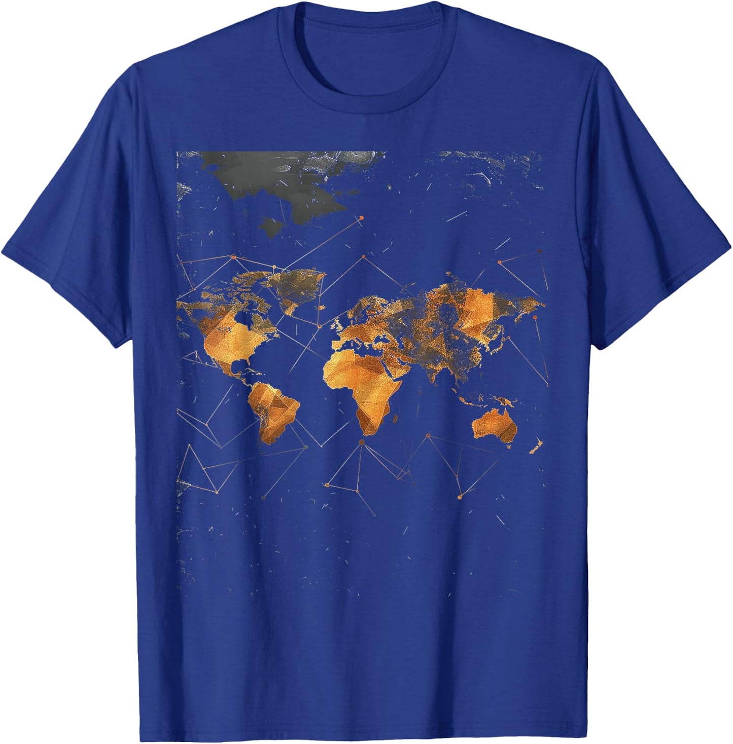 Geometric World Map T-Shirt - T-Shirt | Royal