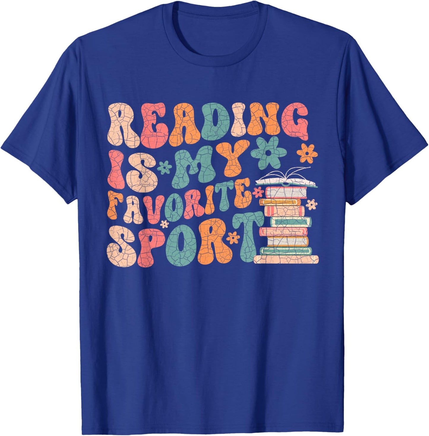 Funny Reading Is My Favorite Sport Retro Groovy Book Lovers T-Shirt - T-Shirt | Royal