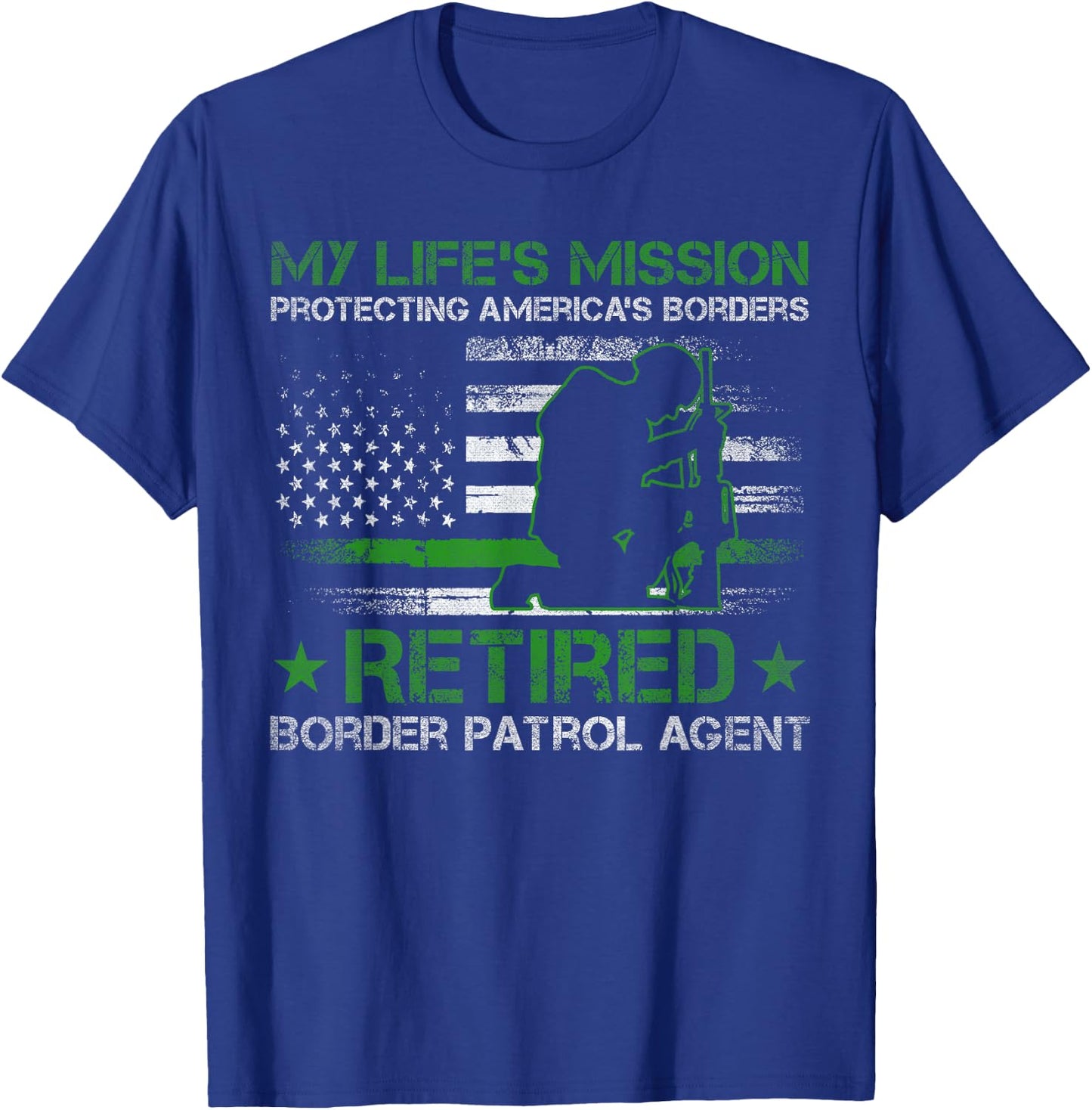 Protecting Americas Borders - Retired Border Patrol Agent T-Shirt - T-Shirt | Royal