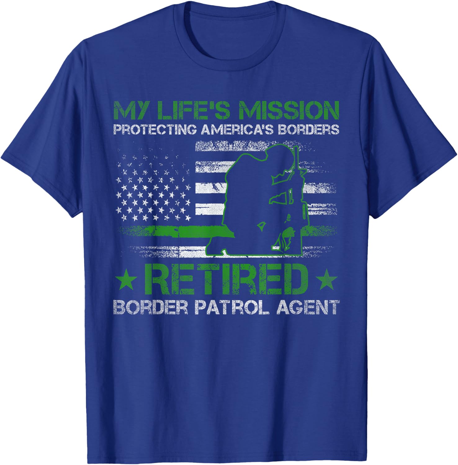Protecting Americas Borders - Retired Border Patrol Agent T-Shirt - T-Shirt | Royal