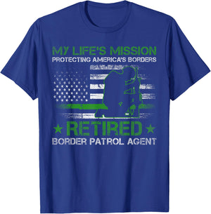 Protecting Americas Borders - Retired Border Patrol Agent T-Shirt - T-Shirt | Royal