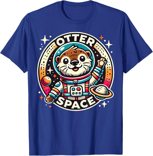 Otter Space Funny Animals Cute Otters Silly Pun T-Shirt - T-Shirt | Royal