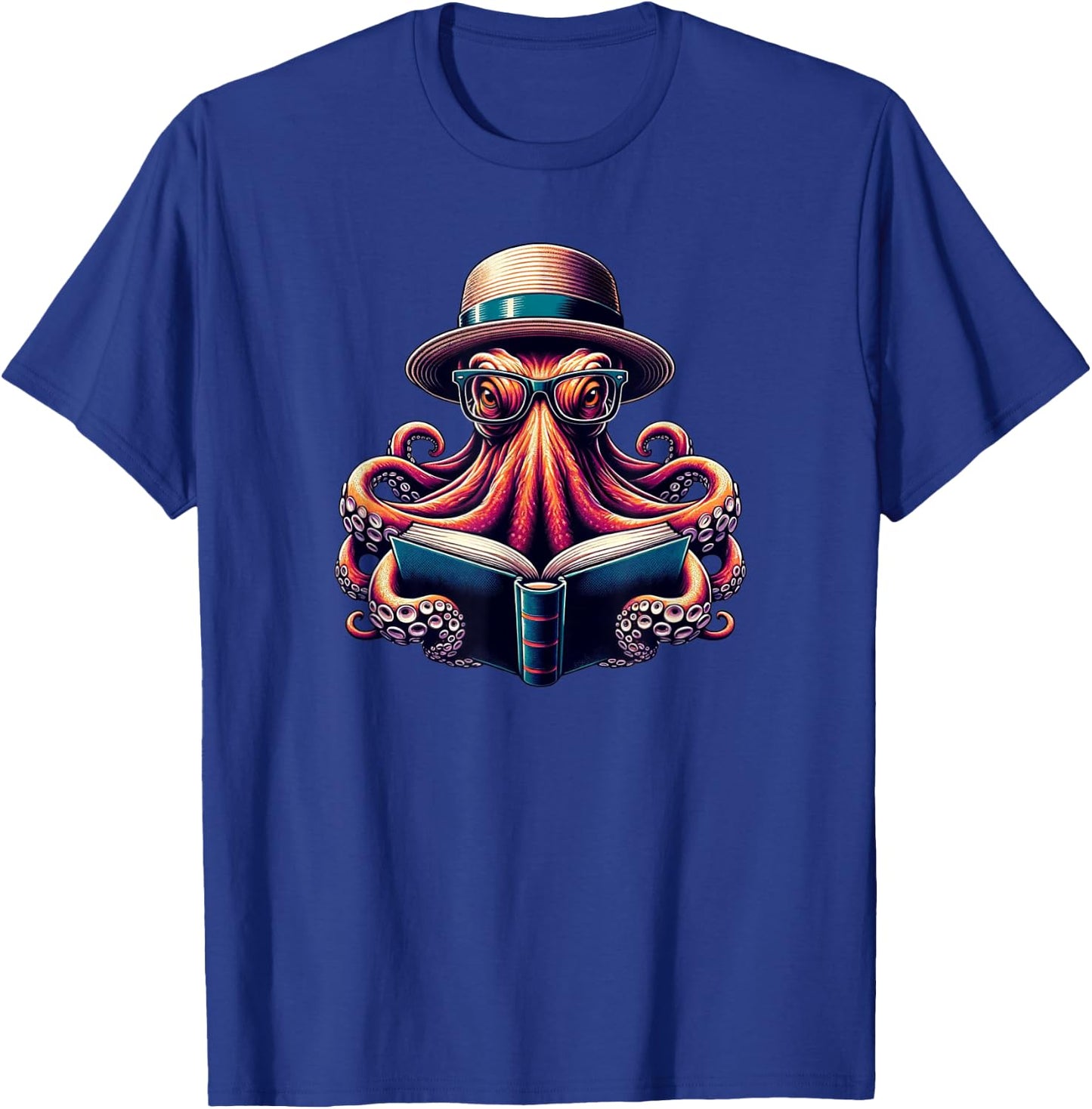 Funny Octopus Reading Book, Kraken Bookworm T-Shirt - T-Shirt | Royal