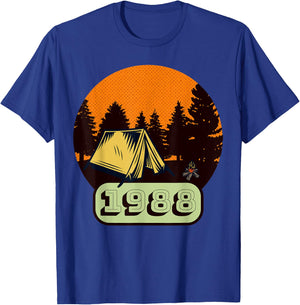 Vintage 1988 Birthday Camping Hiking T-Shirt - T-Shirt | Royal
