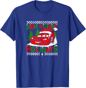 Disney Pixar Christmas Cars Lightning High Octane Holidays T-Shirt - T-Shirt | Royal