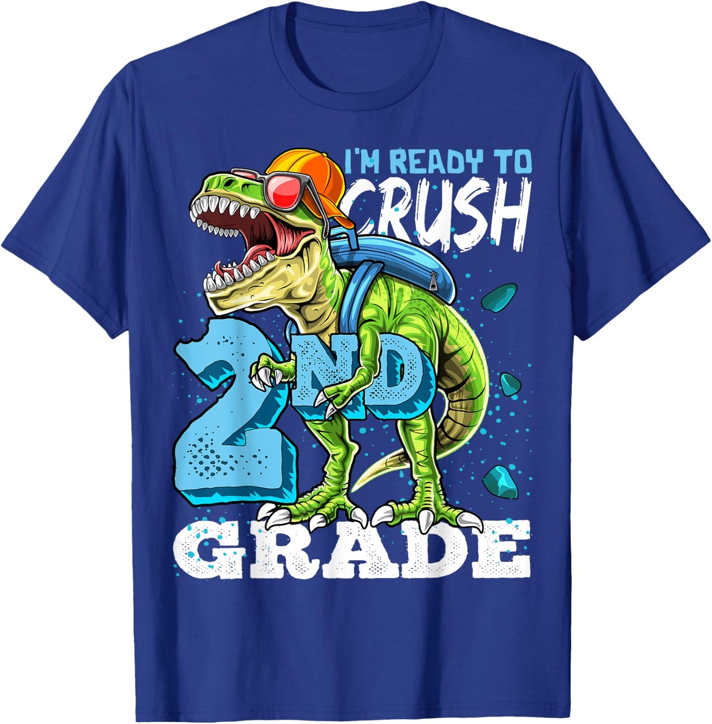 Ready To Crush 2nd Grade T Rex Dinosaur Back to School Boys T-Shirt - T-Shirt | Royal