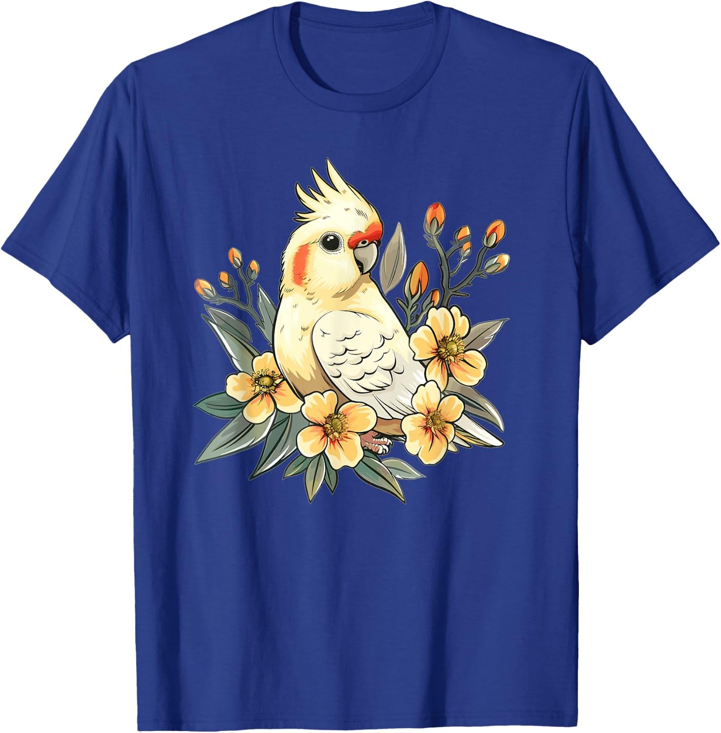 Cute Cockatiel With Flowers I Kids Cockatiel T-Shirt - T-Shirt | Royal