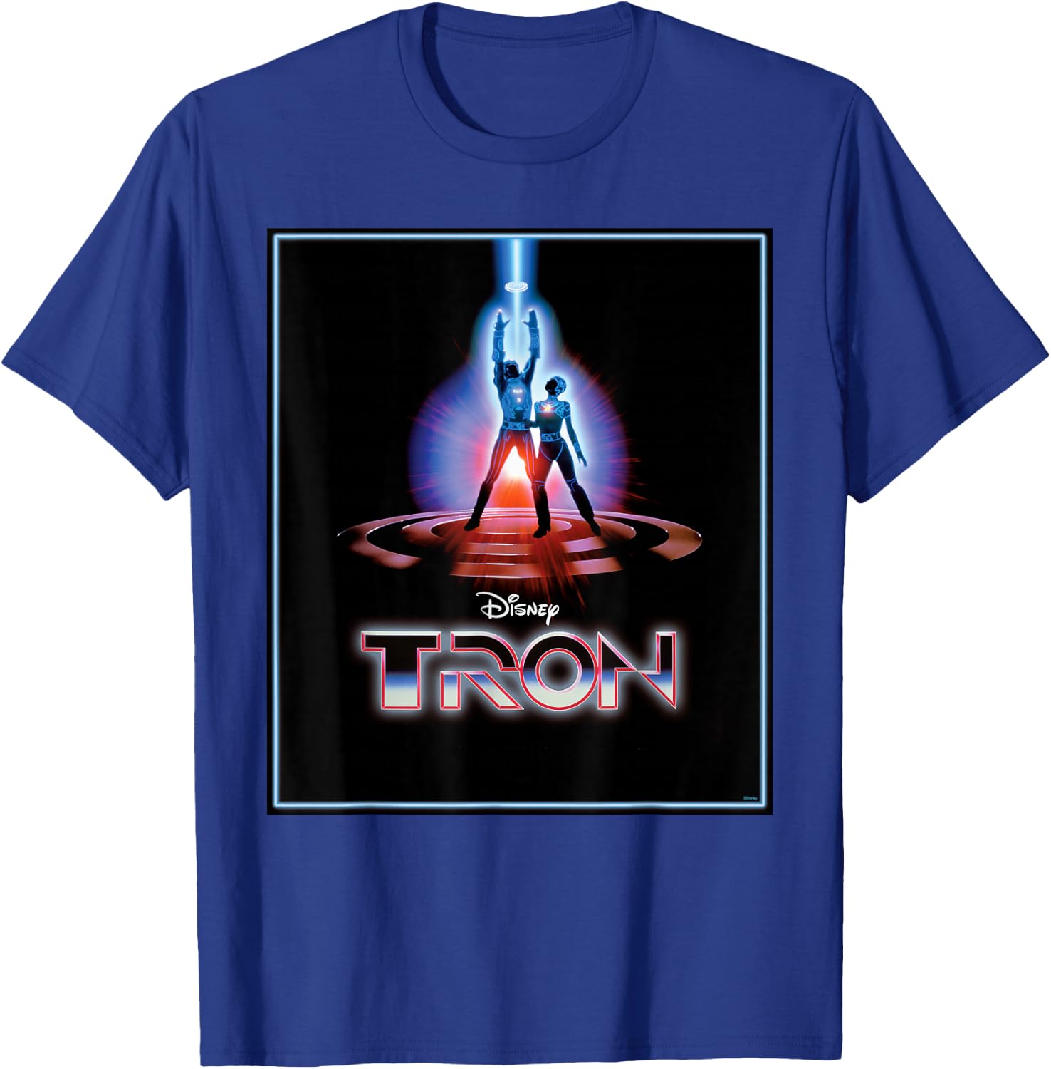 Disney TRON Official 1982 Original Movie Poster Art and Logo , Black, S T-Shirt - T-Shirt | Royal