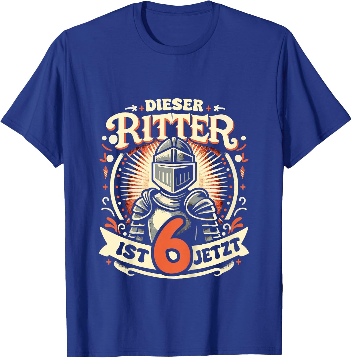 Children's 6th Birthday Gift with German Text "Dieser Ritter ist 6 Jahre Geburtstags, black T-Shirt - T-Shirt | Royal