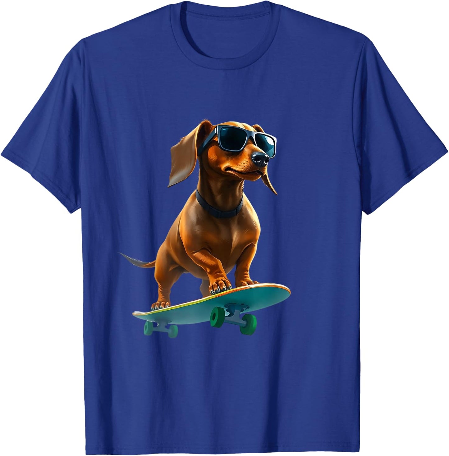 Badger on Skateboard - Funny Dog , Black, S T-Shirt - T-Shirt | Royal