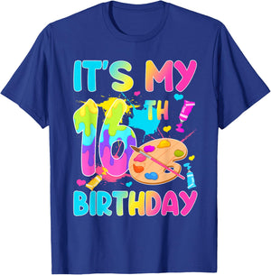 It's My 16th Birthday Painting Art Theme 16 Year Old Artist T-Shirt - T-Shirt | Royal