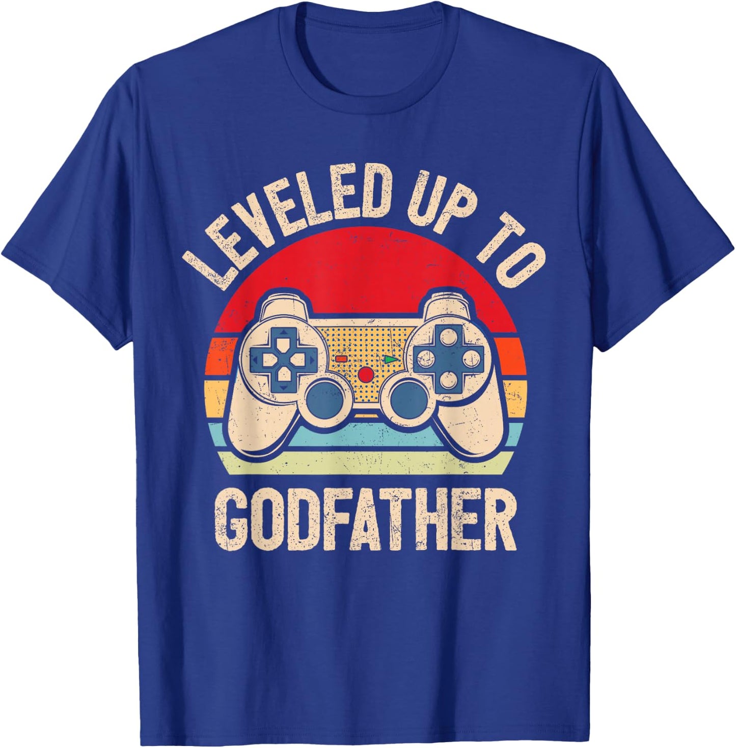 Leveled Up To Godfather Video Gamer Vintage T-Shirt - T-Shirt | Royal