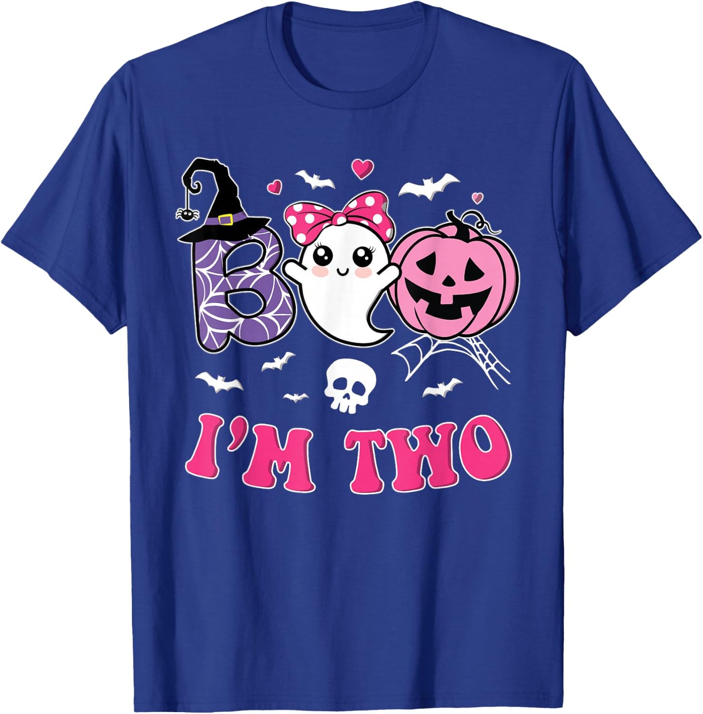 Groovy Halloween Ghost Boo I'm Two Year 2nd Birthday Girl T-Shirt - T-Shirt | Royal