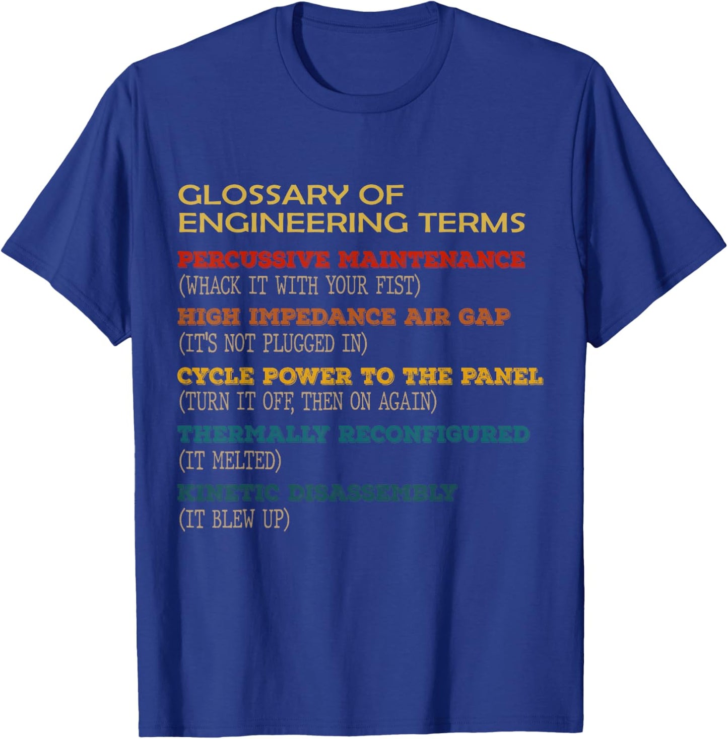 Funny Glossary of Engineering Terms Classic Costume T-Shirt - T-Shirt | Royal