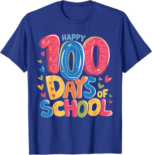 Cute 100 Days Of School Happy 100th Day Of School Teachers T-Shirt - T-Shirt | Royal