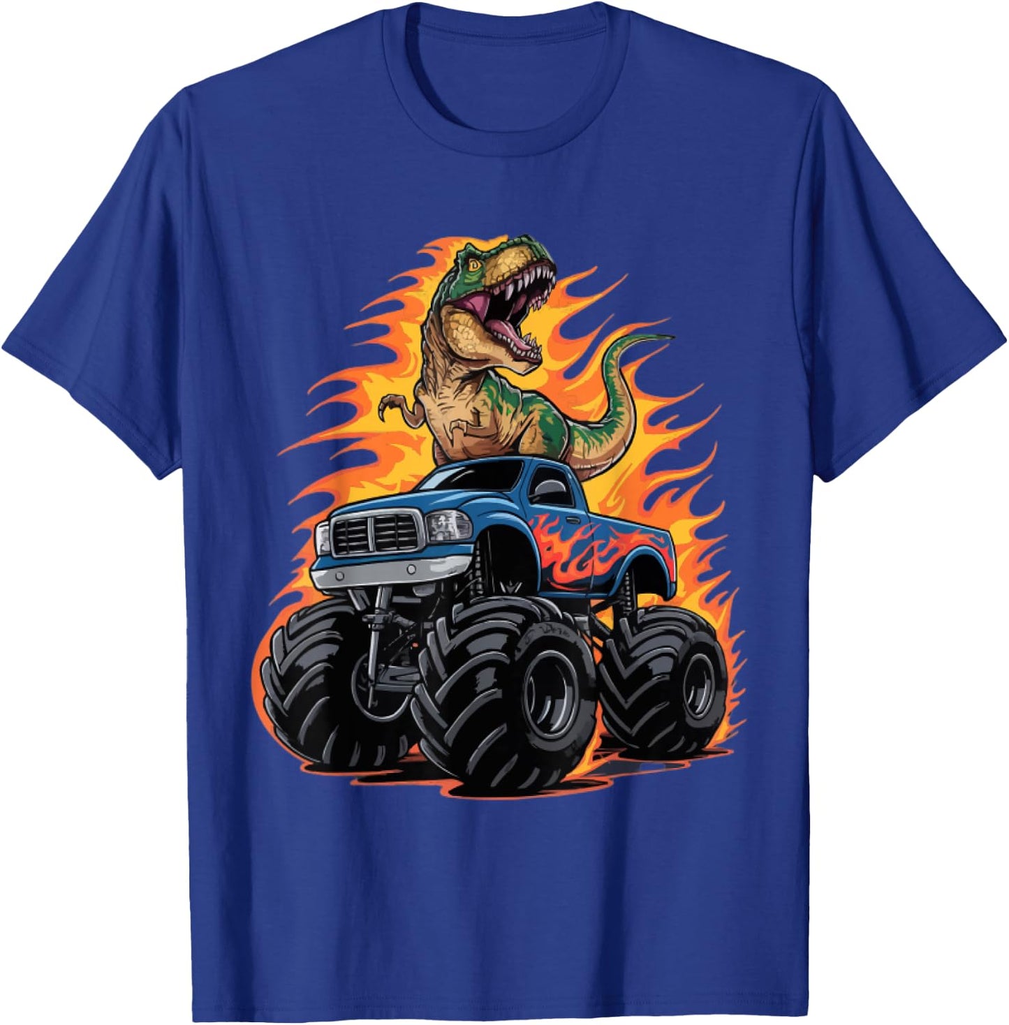 Monster Truck Dinosaur Birthday Party Monster Truck Boy T-Shirt - T-Shirt | Royal