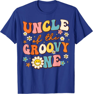 Uncle of The Groovy One 1st Birthday Pregnancy Announcement T-Shirt - T-Shirt | Royal