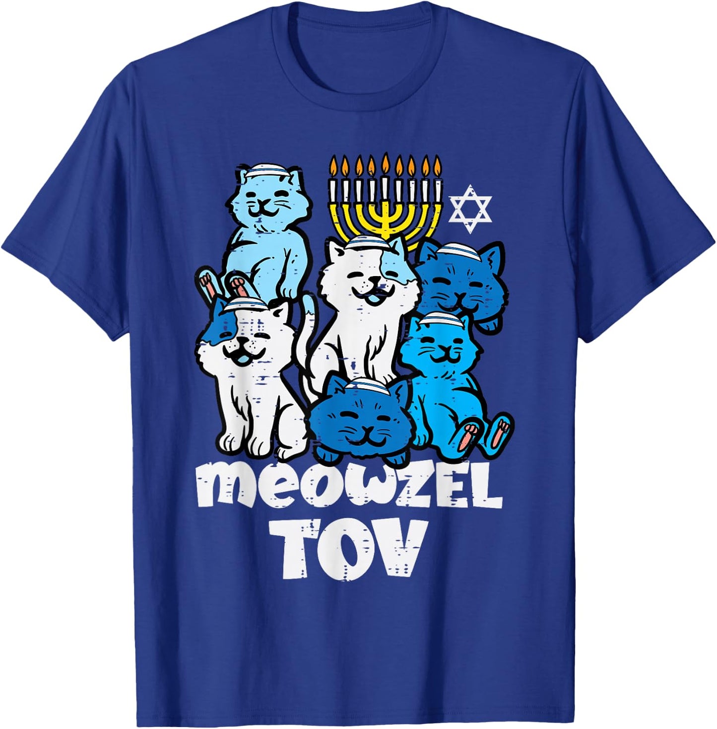 Hanukkah Cats Meowzel Tov Chanukah Jewish Women Girls Kids T-Shirt - T-Shirt | Royal