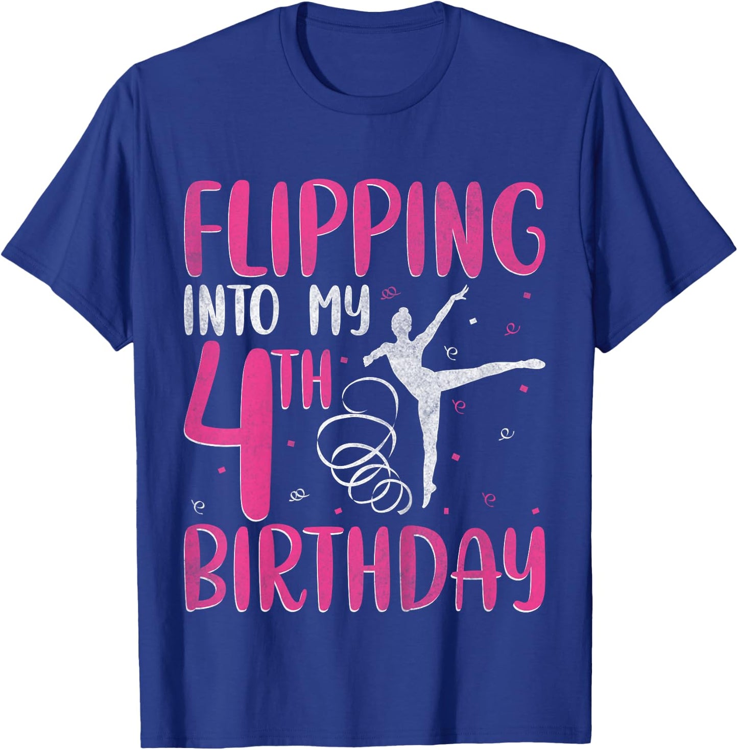 Gymnast Flipping Into 4th Birthday Gymnastics 4 Years Old T-Shirt - T-Shirt | Royal