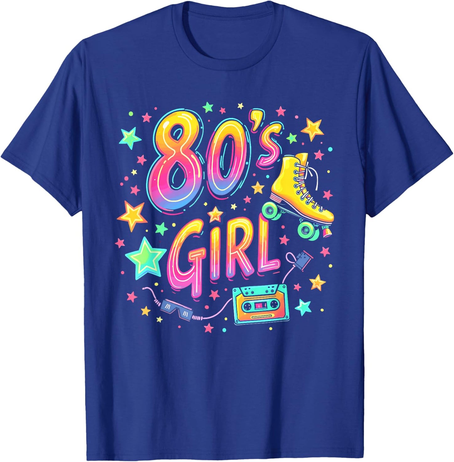 Girls 80s Retro Roller Skates , Black, S T-Shirt - T-Shirt | Royal
