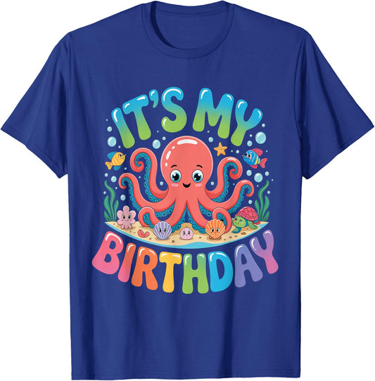 Octopus Happy Birthday for Girl Women T-Shirt - T-Shirt | Royal