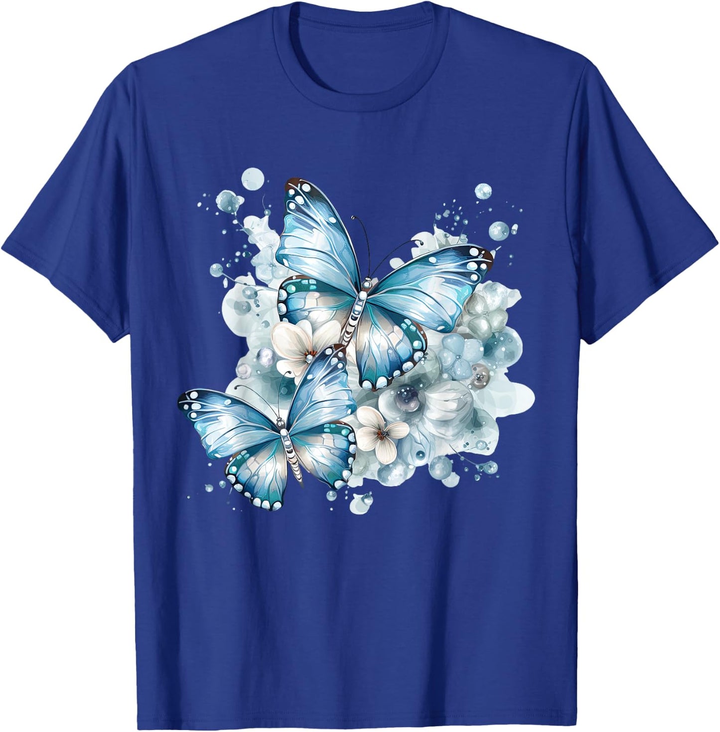 Schmetterlinge mit Blumen in blau Schmetterlinge für Damen T-Shirt - T-Shirt | Royal